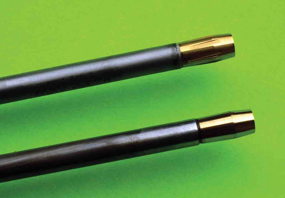 Button-rifling is formed by pushing or pulling a short, very hard button with a mirror image of the desired rifling through the reamed bore, which creates some stress in the barrel steel.